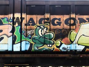 Tags auf Bahnwagons