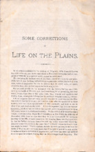 Some Corrections in LIFE IN THE PLAINS