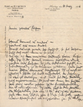 Brief von Max Immelmann an seine Verlobte Elsbeth Neuendorf