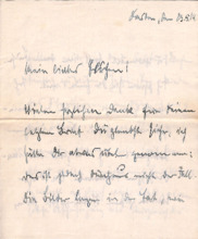 Brief von Max Immelmann an seine Verlobte Elsbeth Neuendorf