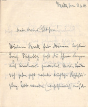 Brief von Max Immelmann an seine Verlobte Elsbeth Neuendorf