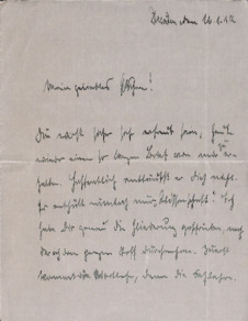 Brief von Max Immelmann an seine Verlobte Elsbeth Neuendorf