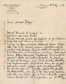 Brief von Max Immelmann an seine Verlobte Elsbeth Neuendorf