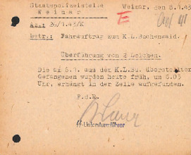 KZ Buchenwald - Fahrauftrag zur Leichenüberführung
