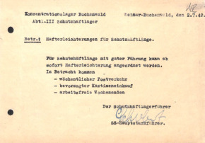 KZ Buchenwald - Interne Anweisung bzgl. Häftlinge