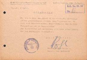 KZ Sachsenhausen - Interne Anweisung bzgl. Häftlinge Block 18