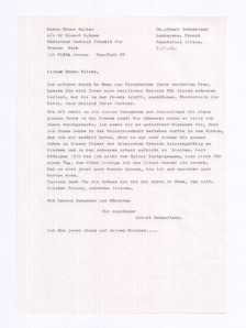 Brief von Albert Schweitzer an Bruno Walter
