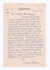Brief von Bruno Walter an Albert Schweitzer