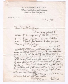 Brief von Carl Deis an Albert Schweitzer