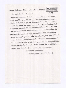 Brief von Albert Schweitzer an Prof. Dr. Karl Peters