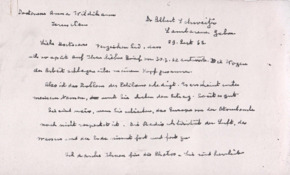 Brief von Dr. Albert Schweitzer an Dr. Anna Wildikann
