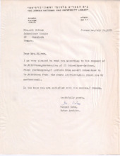 Brief von Margot Cohn an Ali Silver