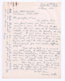 Brief von William Larimer Mellon und Erica Anderson an Albert Schweitzer