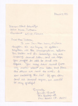 Brief von Jenifer Grant an Sonya Poteau