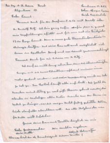 Brief v. Albert Schweitzer an Dr. Hermann Baur