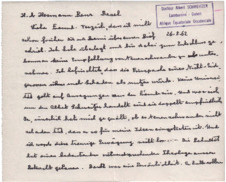 Brief v. Albert Schweitzer an Dr. Hermann Baur