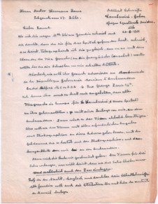Brief v. Albert Schweitzer an Dr. Hermann Baur