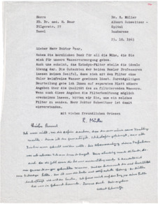 Brief v. Albert Schweitzer & Dr. Rolf Müller an Dr. Hermann Baur