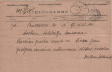 Telegramm v.Dr. Ladislas Goldschmid an Albert Schweitzer