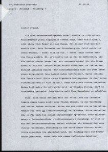 Abschrift eines Briefes von Albert Schweitzer an Dr. Hubertus Bervoets