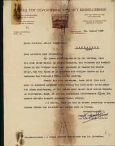 Brief von S. Camphuis an Albert Schweitzer, im Anhang Kopie Camphuis' Brief vom 10.11.1924