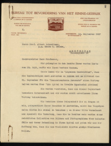 Brief von S. Camphuis an Albert Schweitzer