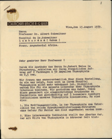 Brief der Chemosan-Union A.-G. an Albert Schweitzer