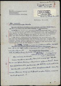 Briefentwurf von Albert Schweitzer an die pharmazeutische Abteilung der Firma Sandoz