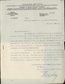 Brief von Dr. med. et phil. W. Eliasberg an Albert Schweitzer