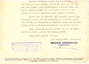 Anschreiben bzgl. Kostenübernahme der Einschiffung