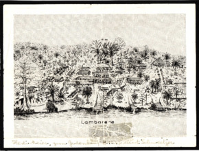 Gedruckte Skizze/ Karte vom Lambarene Spital, signiert v. A. Schweitzer