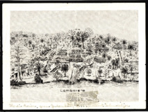 Gedruckte Skizze/ Karte vom Lambarene Spital, signiert v. A. Schweitzer