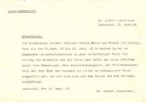 Bescheinigung/ Zeugnis v. A. Schweitzer über H. Meier Arbeit in Lambarene