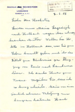 Eigenh. Brief Albert Schweitzers an T. Hoekstra, Lambaréné, 1 S.,1958