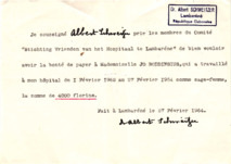 Eigenh. Brief Albert Schweitzers an T. Hoekstra, Lambaréné, 1 S.,1964