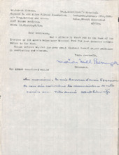 Brief (Typo) von M. Preminger (Treasurer) an die Raymond E. and Ellen F. Crane Foundation, Lambaréné, 1 S., 1956