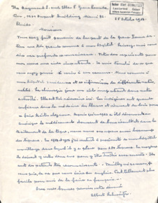 Eigenh. Brief von Albert Schweitzer an die Raymond E. and Ellen F. Crane Foundation, 1 S., engl./franz., Lambaréné, 1956