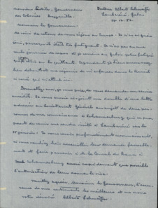 Brief von Albert Schweitzer an Gouverneur Cédile - AEF/ Brazzaville