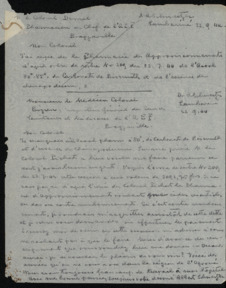 Durchschlag eines Briefes von Albert Schweitzer an den Médicin Colonel Bizien