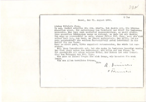 Brief von Anita Dinner an Anna Joss