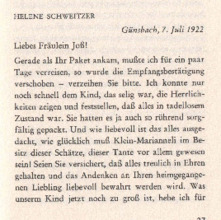Brief von Helene Schweitzer an Anna Joss
