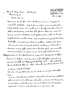 Brief von Albert Schweitzer an Børge Friis