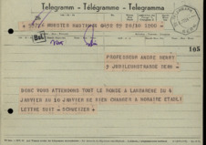 Telegramm von Albert Schweitzer an André Henry