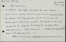 Brief von Emmy Martin und Albert Schweitzer an André Henry