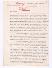 Brief von André Henry an Albert Schweitzer