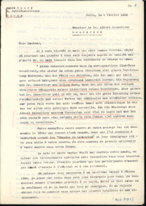 Brief von André Henry an Albert Schweitzer