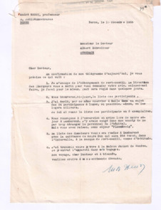 Brief von André Henry an Albert Schweitzer