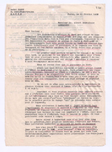 Brief von André Henry an Albert Schweitzer