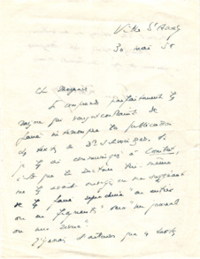 Eigenh. Brief mit Unterschrift, Jean Rostand, Ville-d'Avray, 1958
