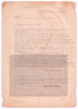 Abschrift eines Briefes von Helga Meiner an Albert Schweitzer, angefertigt und kommentiert von Paul Haupt